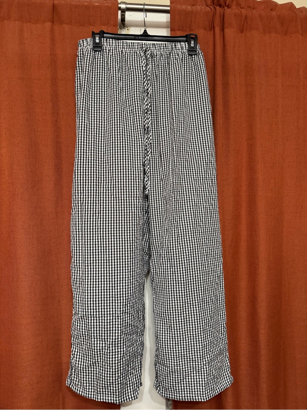 Black & White Gingham Wide-Leg Pants